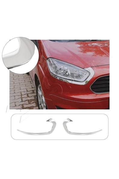 BRSPLAST  Ford Courier Uyumlu 2018 Ve Üzeri Krom Sis Farı Çerçevesi 2 Parça Paslanmaz Çelik ürün görseli 1