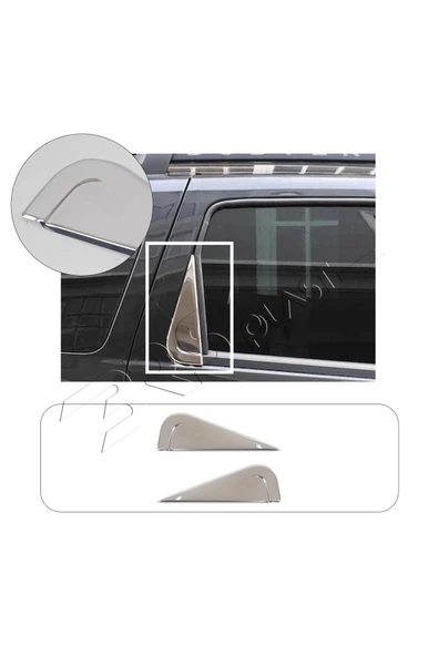 BRSPLAST  Dacia Duster Uyumlu 2010-2017 Krom Arka Cam Kelebek Yeri 2 Parça Paslanmaz Çelik ürün görseli 1