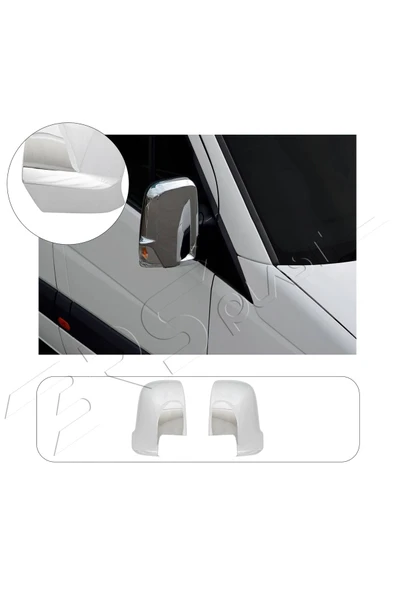 ServetDizaynOto  Mercedes Sprinter W907 Uyumlu 2018 Ve Üzeri Krom Ayna Kapağı 2 Parça Paslanmaz Çelik ürün görseli 1