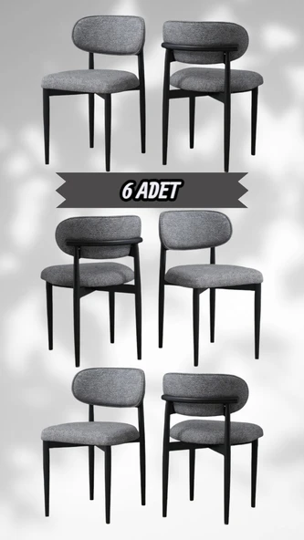 POLO SANDALYE ( GRİ ) SİYAH AYAKLI (6 ADET) - 1