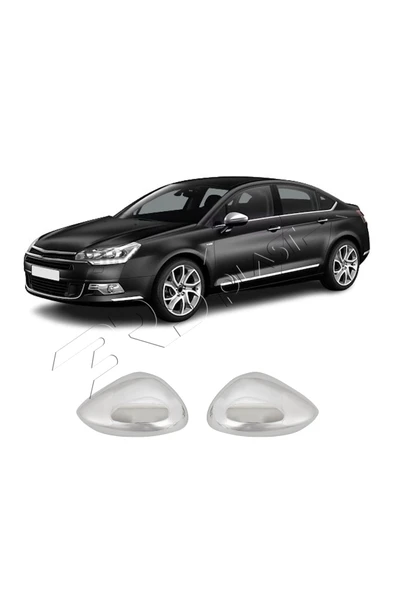 BRSPLAST  Citroen C5 Uyumlu 2008-2015 Krom Ayna Kapağı 2 Parça Paslanmaz Çelik - Resim 3