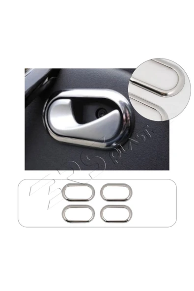 BRSPLAST  Dacia Sandero Uyumlu 2008-2012 Krom Iç Kapı Kolu Çerçevesi 4 Parça Paslanmaz Çelik ürün görseli 1
