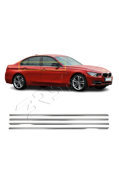 BRSPLAST  Bmw F30 Uyumlu 2012-2018 Krom Cam Çıtası 4 Parça Paslanmaz Çelik Uyumlu ürün görseli 1