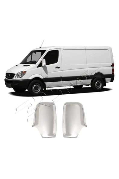 ServetDizaynOto  Mercedes Sprinter W906 Uyumlu 2006-2018 Krom Ayna Kapağı 2 Parça Paslanmaz Çelik ürün görseli 1
