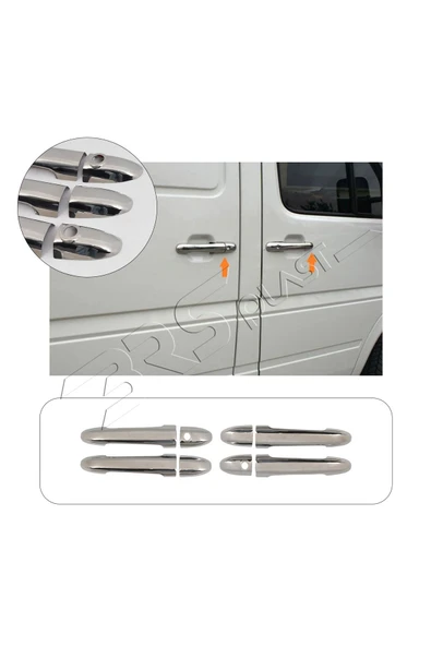 BRSPLAST  Mercedes Sprinter Uyumlu 2006 Ve Üzeri Krom Kapı Kolu 4 Parça Paslanmaz Çelik ürün görseli 1