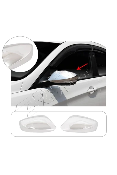 ServetDizaynOto  Hyundai Accent Blue Uyumlu 2011-2016 Krom Ayna Kapağı (SİNYALSİZ) 2 Parça Paslanmaz Çelik ürün görseli 1