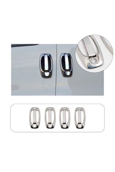 BRSPLAST  Fiat Doblo Uyumlu 2010-2021 Krom Kapı Kolu Ve Çerçeve 4 Kapı Paslanmaz Çelik - Resim 2