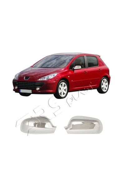 ServetDizaynOto  Peugeot 307 Uyumlu 2001-2008 Krom Ayna Kapağı 2 Parça Paslanmaz Çelik ürün görseli 1
