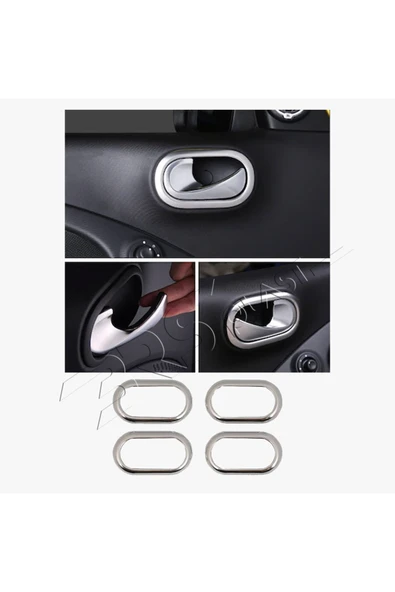 BRSPLAST  Dacia Sandero Uyumlu 2008-2012 Krom Iç Kapı Kolu Çerçevesi 4 Parça Paslanmaz Çelik - Resim 3