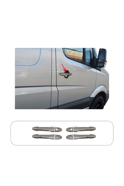 BRSPLAST  Mercedes Sprinter W906 Uyumlu 2006-2018 Krom Kapı Kolu 4 Kapı Paslanmaz Çelik ürün görseli 1