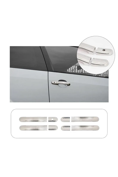 BRSPLAST  Ford Fiesta Uyumlu 2002-2009 Krom Kapı Kolu 4 Kapı Paslanmaz Çelik ürün görseli 1