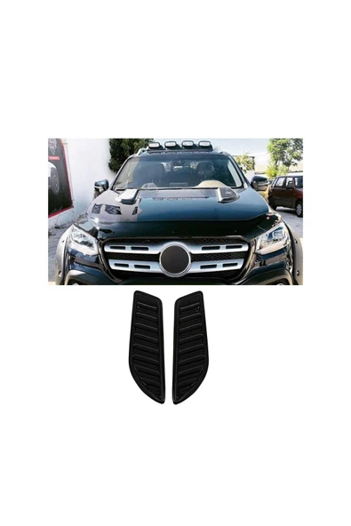 BRSPLAST  Universal Kaput Üstü Büyük Havalandırma Izgarası Piano Black 2 Adet ürün görseli 1