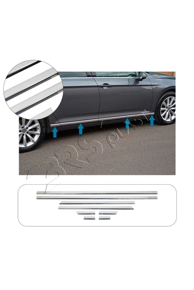 BRSPLAST  Volkswagen Passat B8.5 Uyumlu 2019 Ve Üzeri Yan Kapı Çıtası 8 Parça Paslanmaz Çelik ürün görseli 1