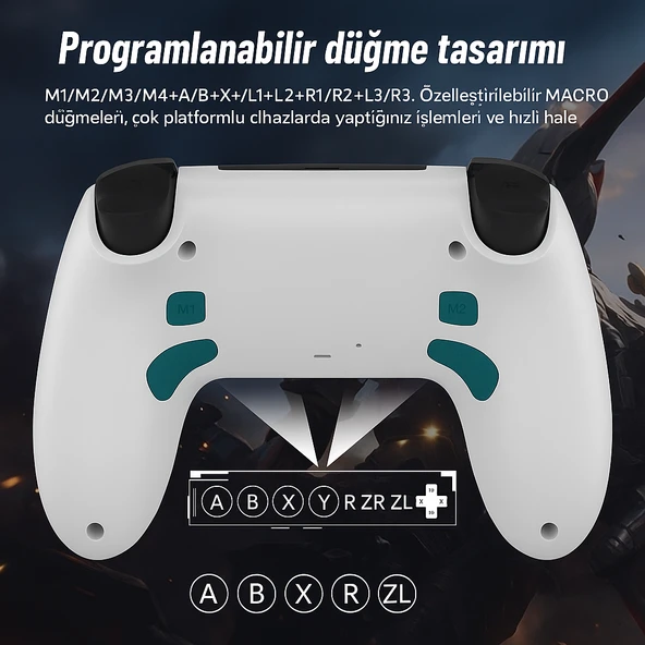 PS-4 Oyun Kumandası PS-4/Slim/Pro/PC İle Uyumlu Dokunmatik Panel/RGB-LED/EXT/Audio Jakı - 6