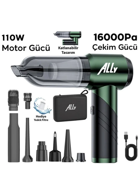 16000pa Güçlü Portatif 3 Kademeli Tasinabilir Vakumlu Kablosuz Üflemeli Mini Araç Süpürgesi - 1
