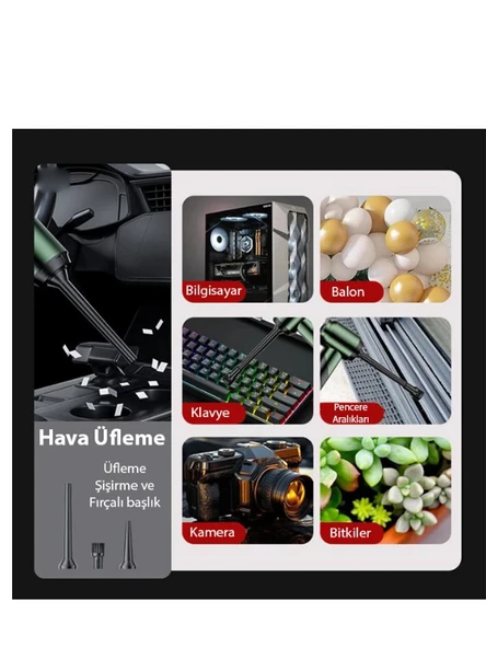 16000pa Güçlü Portatif 3 Kademeli Tasinabilir Vakumlu Kablosuz Üflemeli Mini Araç Süpürgesi - 5