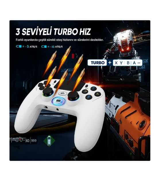 PS-4 Oyun Kumandası PS-4/Slim/Pro/PC İle Uyumlu Dokunmatik Panel/RGB-LED/EXT/Audio Jakı - 5