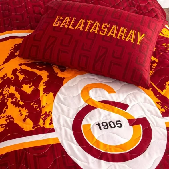 Taç Taraftar Lisanslı Pamuklu Tek Kişilik Yatak Örtüsü Seti (160x230)-Galatasaray Şanlı Aslan - 2