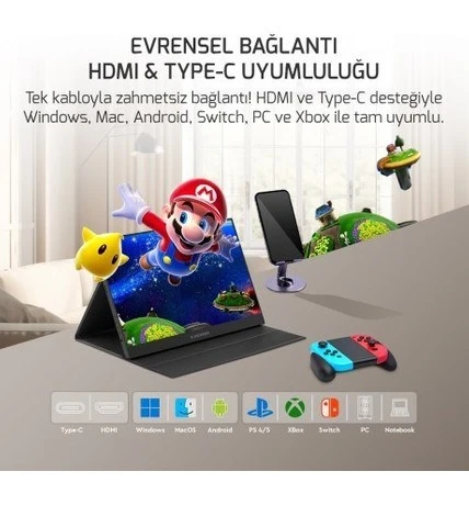 Ezcool Lıte E15 4ms 60HZ 15,6" Fhd IPS Taşınabilir Monitör - 4