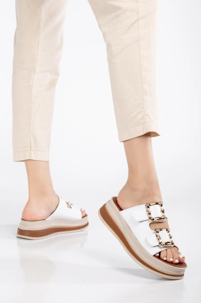 Çift Bantlı Tokalı Kadın Terlik - Resim 12