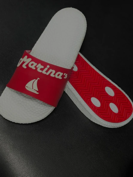 Faylon Taban Terlik Kırmızı Beyaz 44 Numara - Resim 3