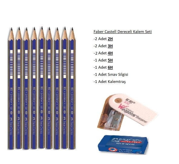 Resim Kalemi Faber Dereceli Kalem Seti Karakalem Seti 6H 5H 4H 3H 2H 8lü Set