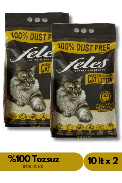 Feles Kedi Kumu 10L Aktif Karbonlu %100 Tozsuz x 2 Adet ürün görseli