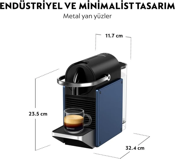 Nespresso D62 Pixie Kapsüllü Kahve Makinesi Mavi - Resim 4