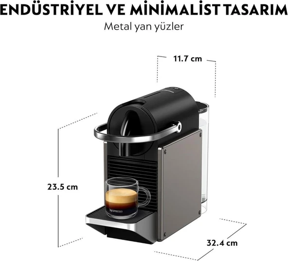 Nespresso C62 Pixie Kapsüllü Kahve Makinesi Titan - 3