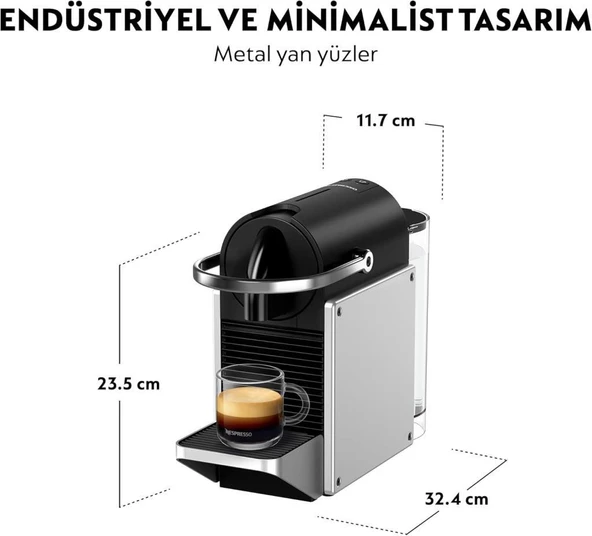 Nespresso D62 Pixie Kapsüllü Kahve Makinesi Gümüş - 4