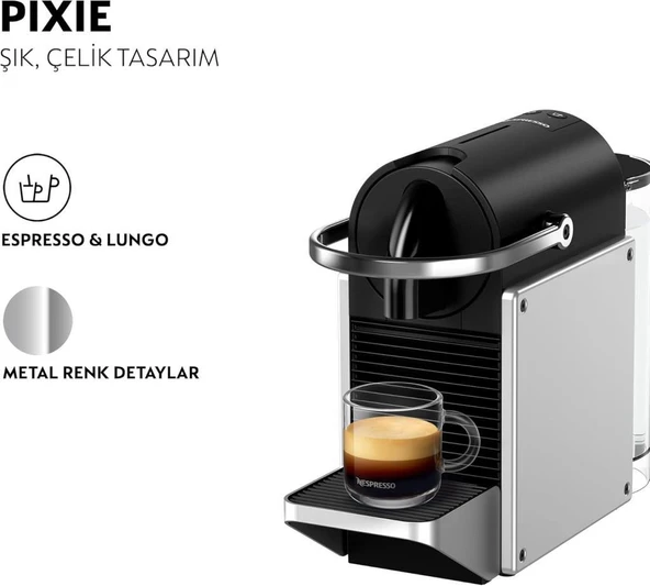 Nespresso D62 Pixie Kapsüllü Kahve Makinesi Gümüş - 5