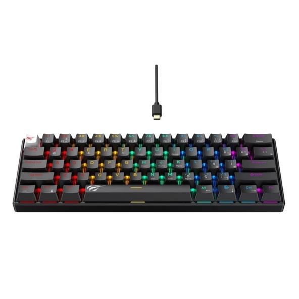 Havit Gamenote KB903L %60 Mekanik Blended Aydınlatma Oyuncu Klavyesi - 61 Tuş - Siyah - 1