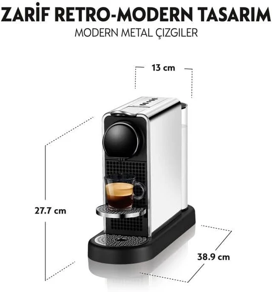 Nespresso C140 Citiz Kapsüllü Kahve Makinesi Platinium Titan - Resim 4