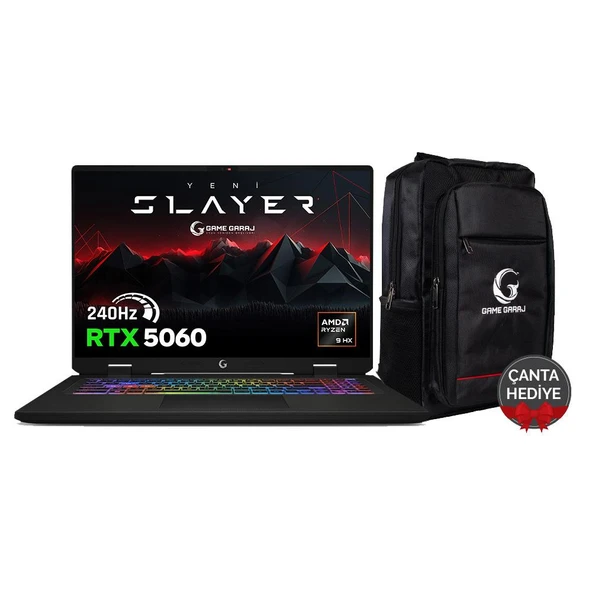 Game Garaj Slayer R9M XL-5060 C3 AMD Ryzen 9 8940HX 32GB RAM 2TB SSD RTX5060 17" QHD+ 240Hz IPS FreeDOS Oyuncu Laptop ürün görseli 1
