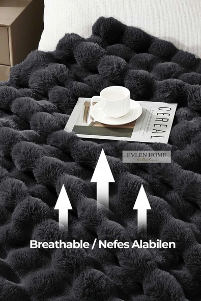 Kürk Yatak Örtüsü Çift Kişilik Dolgulu Peluş Yumuşak Çift Taraflı Yorgan 3 Parça Lory Kahve - 3