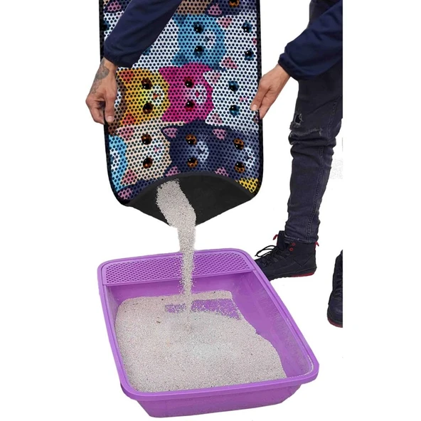 Aktunç Elekli Tuvalet Desenli Önü Kedi Kumu Paspası 60X120 cm DESEN 10 - Resim 3