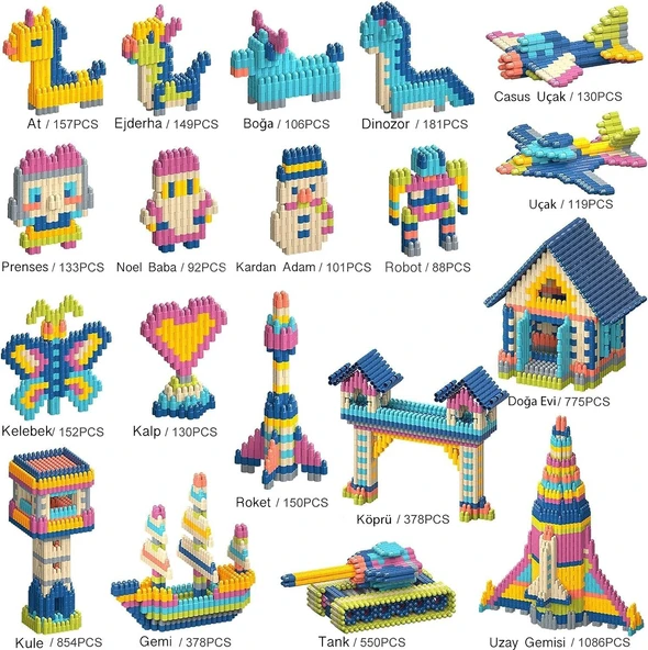 Yapı Oyuncak Seti 100 Parça Eğitici Aktivite'duyusal Algısal Görsel Dikkat Gelişim - Resim 3