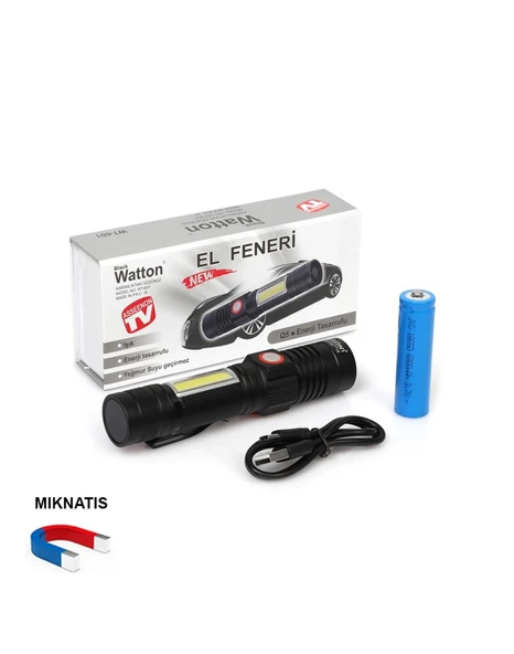 WATTON WT-601 Geniş Açılı P50 Led Şarjlı EL Feneri - 3