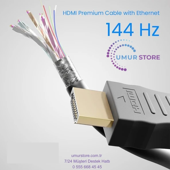 1 Metre Hdmi Kablo - V1.4b - Full Hd 3d 1080p 144hz - Görüntü, Ses Ve Internet Aktarım Premium Hdmi Kablosu - 2