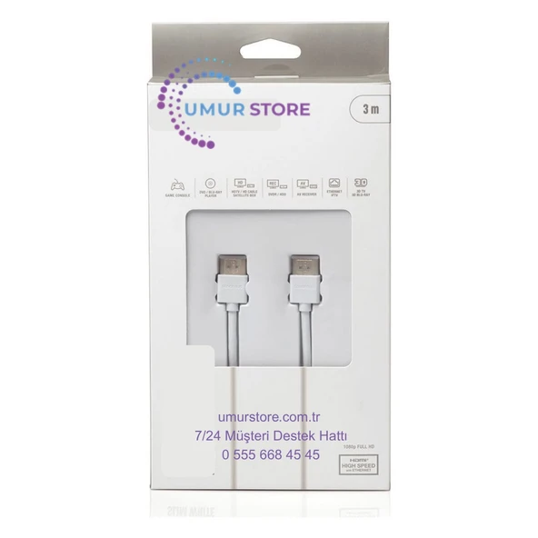 HDMI Slim Beyaz Kablo - 1.5m