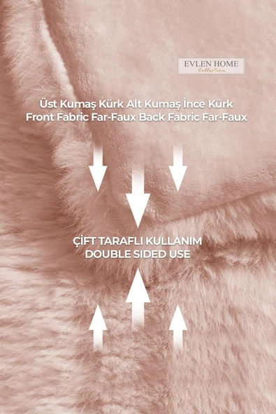 Kürk Yatak Örtüsü Çift Kişilik Dolgulu Peluş Yumuşak Çift Taraflı Yorgan 3 Parça Lory Kahve - 6