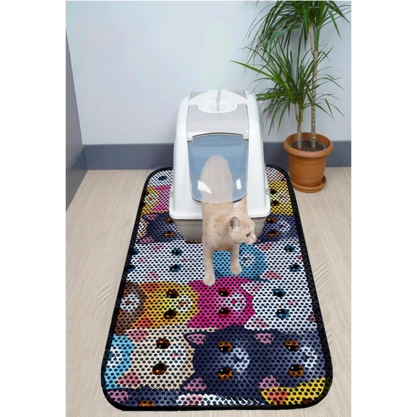 Aktunç Elekli Tuvalet Desenli Önü Kedi Kumu Paspası 60X120 cm DESEN 10 - Resim 2