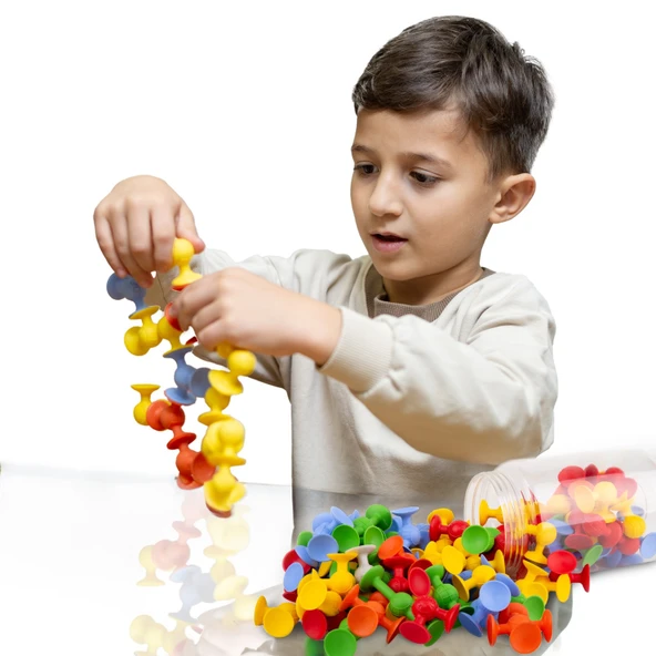 Renkli Vakumlu 25 Parça Slikonlu Vantuzlu Yapışkanlı Molekül’ Duyusal Algısal Motor Dikkat Gelişim - Resim 3