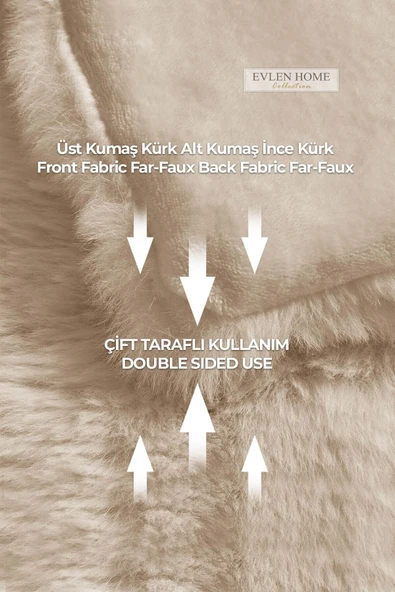 Kürk Yatak Örtüsü Çift Kişilik Dolgulu Peluş Yumuşak Çift Taraflı Yorgan 3 Parça Loria Kahve - 6