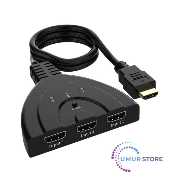 3 Giriş 1 Çıkış HDMI Switcher Toplayıcı Kablo ürün görseli 1