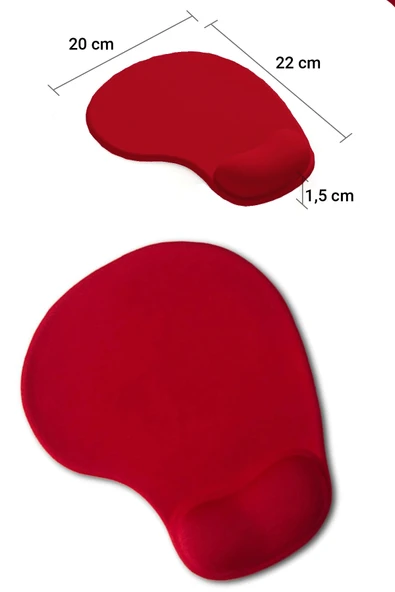 SonicTouch Bilek Destekli Kırmızı Damla Tipi Pürüzsüz Yüzey Dikişsiz Gamer Oyuncu Mouse Pad 20x22cm ürün görseli