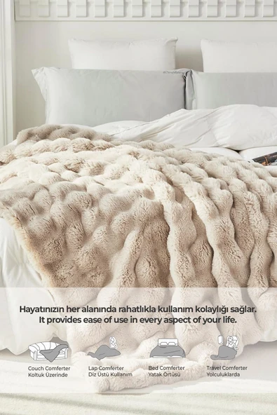 Yatak Örtüsü Seti Tek Kişilik Peluş Yumuşak Yorgan Wellsoft 2 Parça Lory Gri - 4