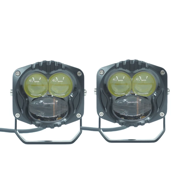 Space Offroad sis lambası 7.3 x 6.8 x 6.8 cm sarı-beyaz siyah çerçeve 12-30v set/  LASS369 ürün görseli 1