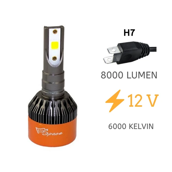 Space Led Far Ampulü Beyaz 48W 12V 8000LM H7 / LAAM90 - 1