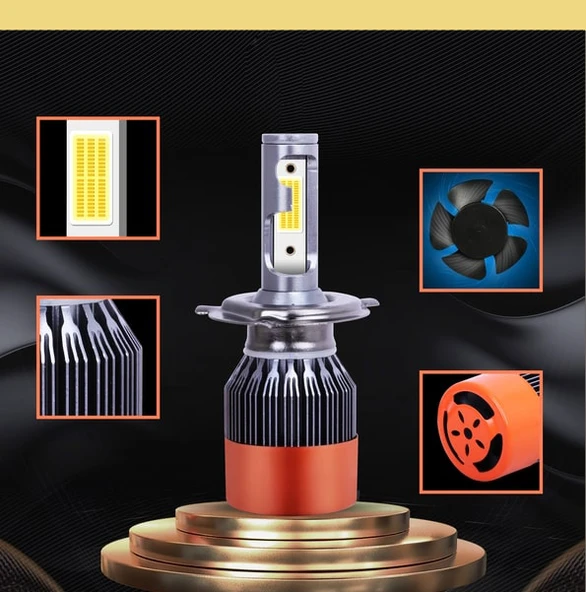 Space Led Far Ampulü Beyaz 48W 12V 8000LM H7 / LAAM90 - 7